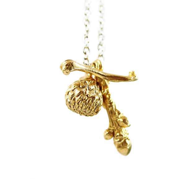 Young Acorn, Mouse Bone and Twig Pendant